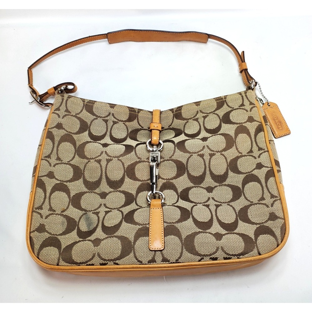 FLAW** COACH Vintage Y2K Hampton Signature Designer Shoulder Handbag Purse 6091